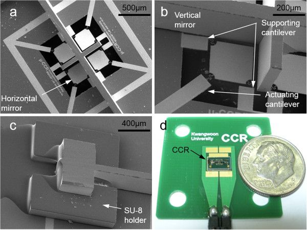A bulk-micromachined corner cube retroreflector with piezoelectric micro-cantilevers